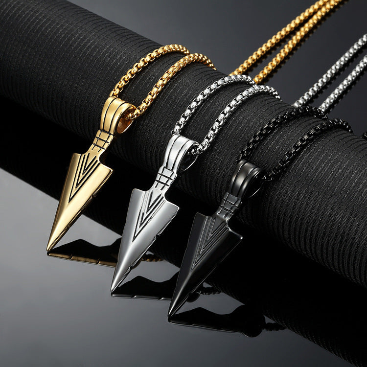 Men's Titanium Cow Stainless Steel Casting Arrow Personality Necklace