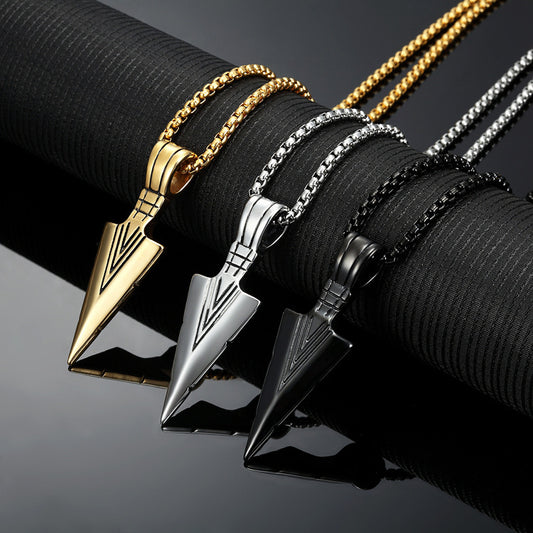 Men's Titanium Cow Stainless Steel Casting Arrow Personality Necklace