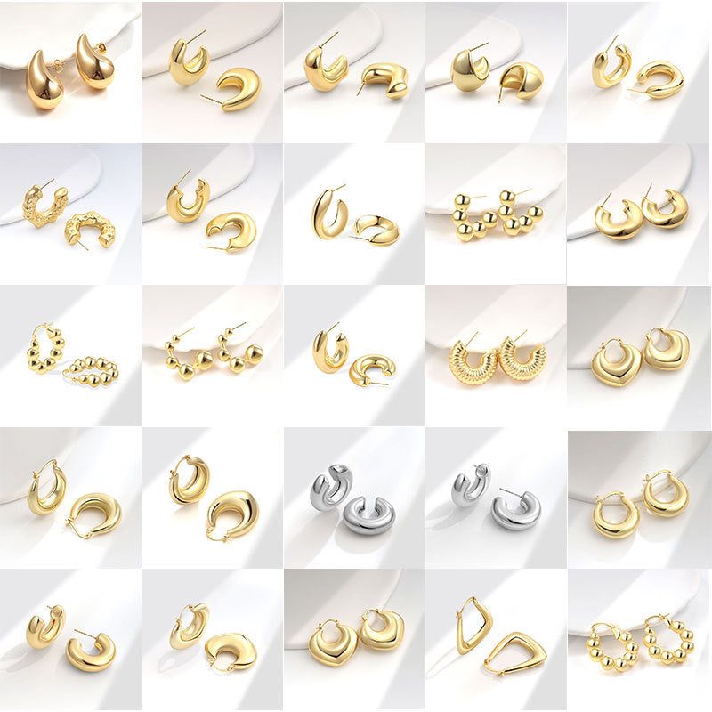 Geometric Metal Niche Design Frosty Style High Stud Earrings