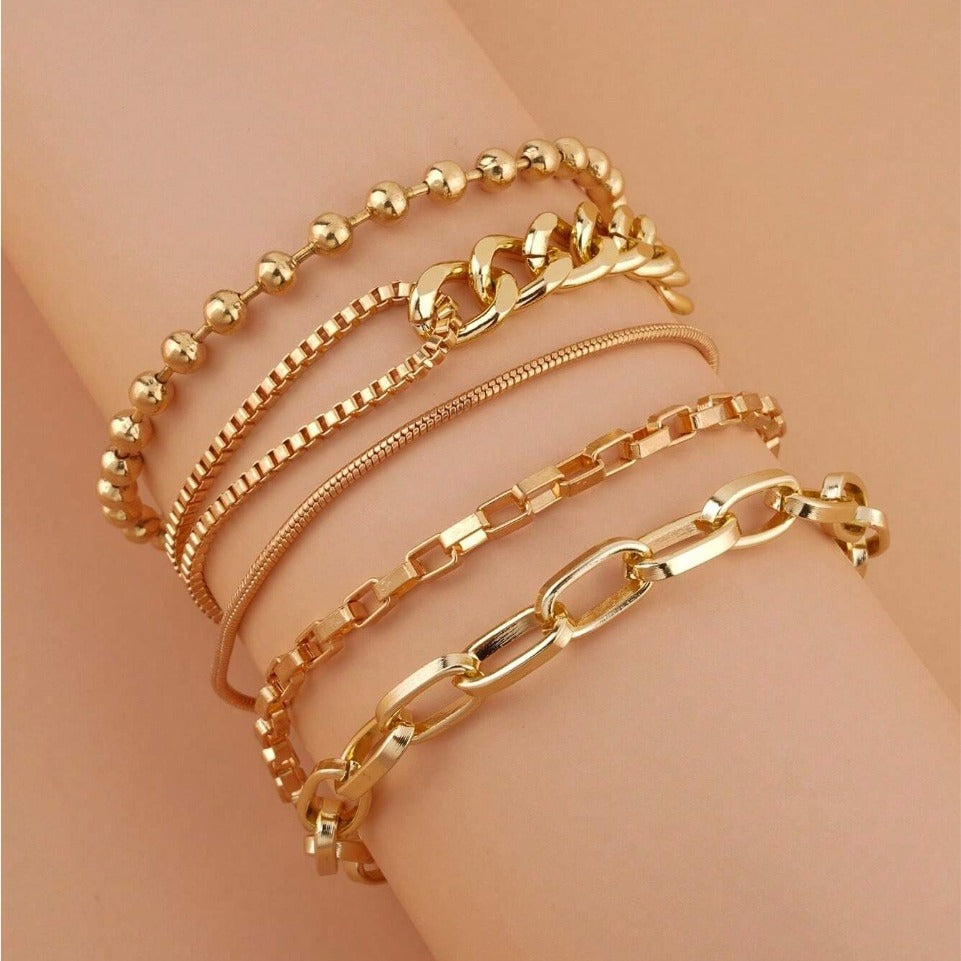 Multiple Mix Match Combination Metal Chain Bracelets