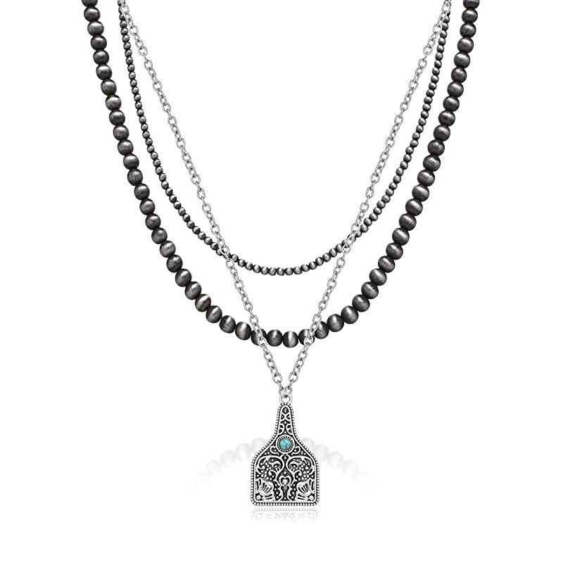 Western Style Brushed Round Beads Vintage Carved Pendants