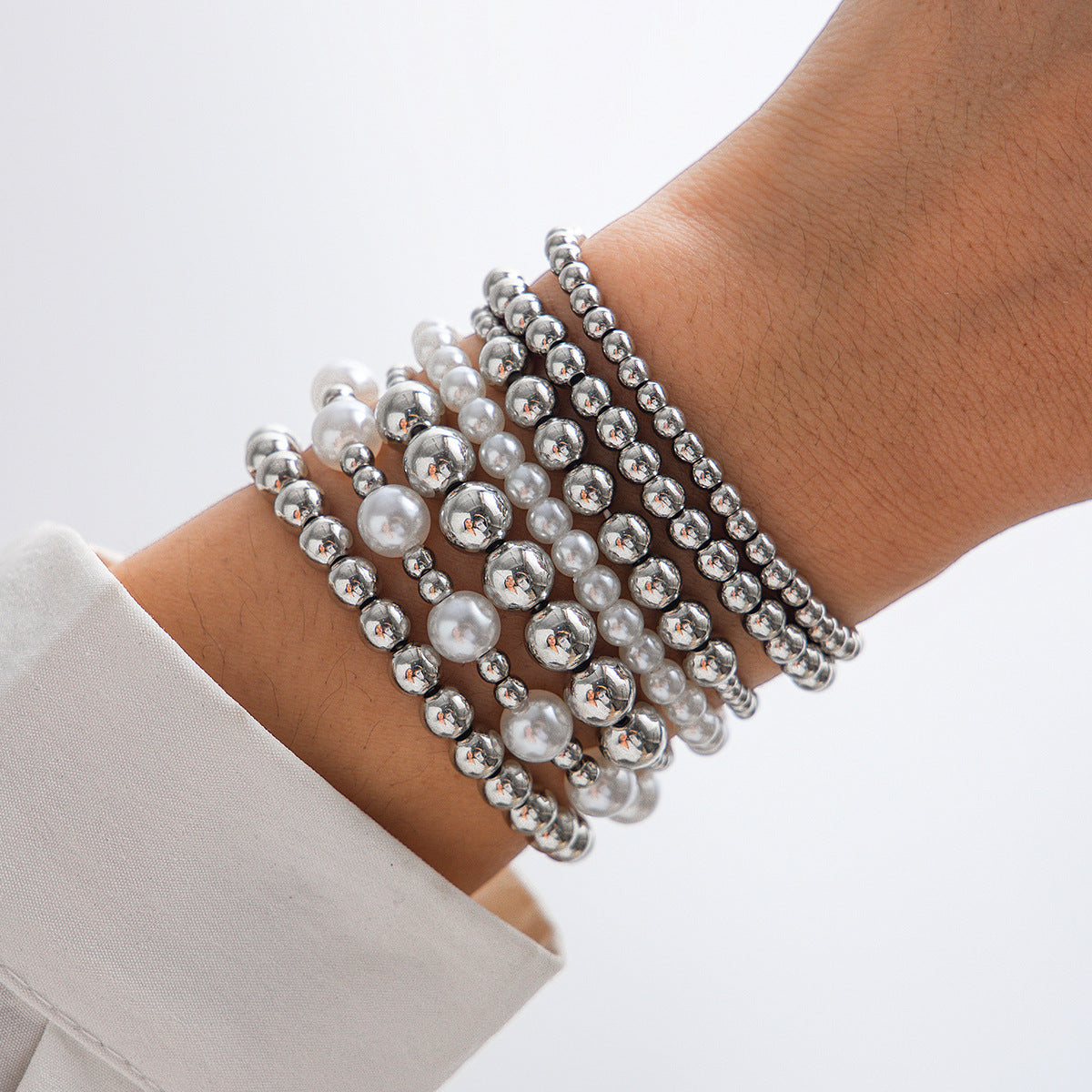 French Beaded Love Simple Imitation Pearl Bracelets