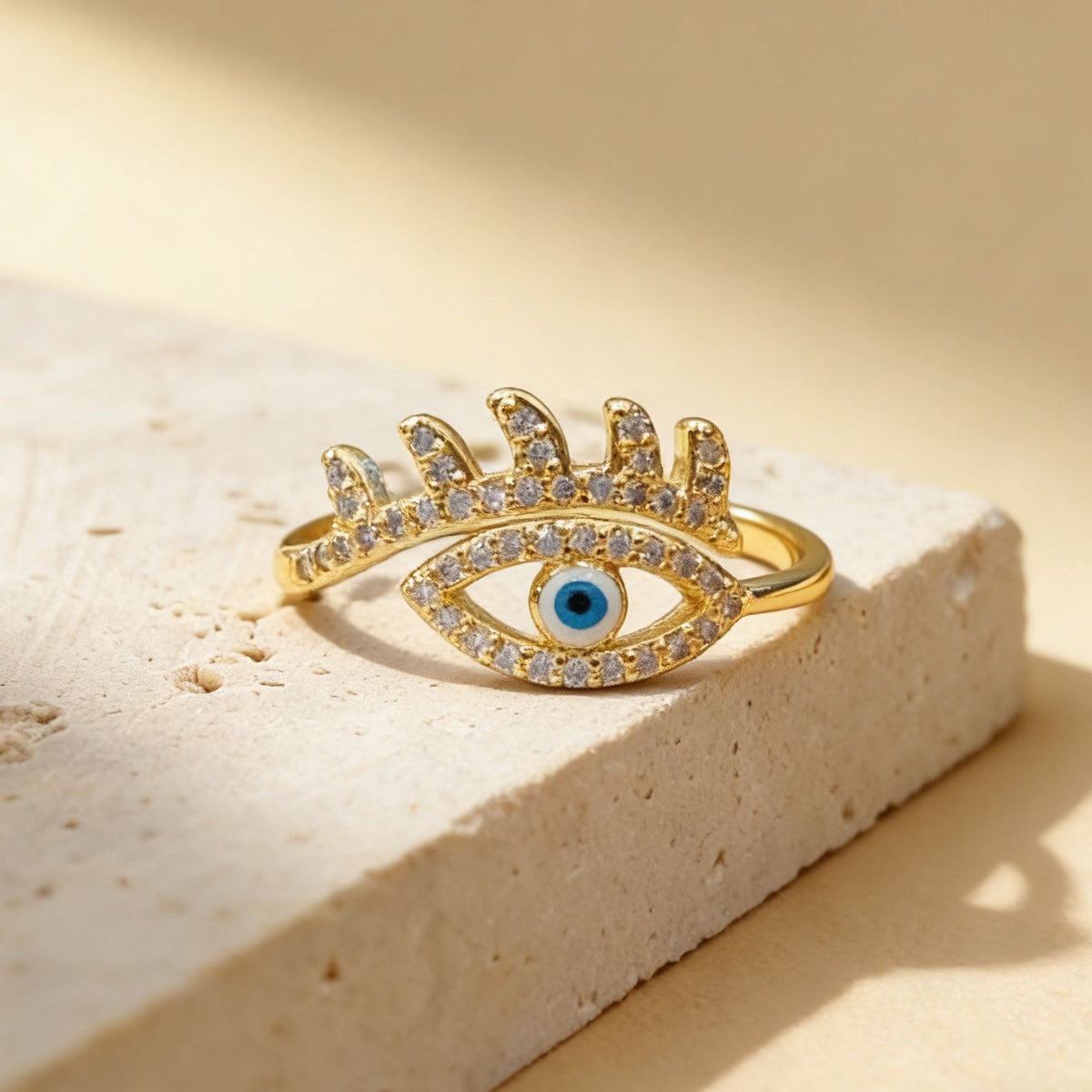 Personalized Devil's Eye Niche High Sense Micro Inlaid Zircon Copper Ring