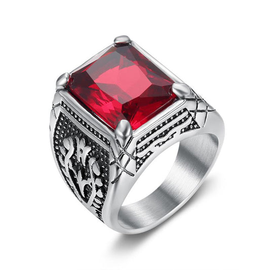Men's Punk Vintage Stainless Steel Inlaid Multicolor Rings