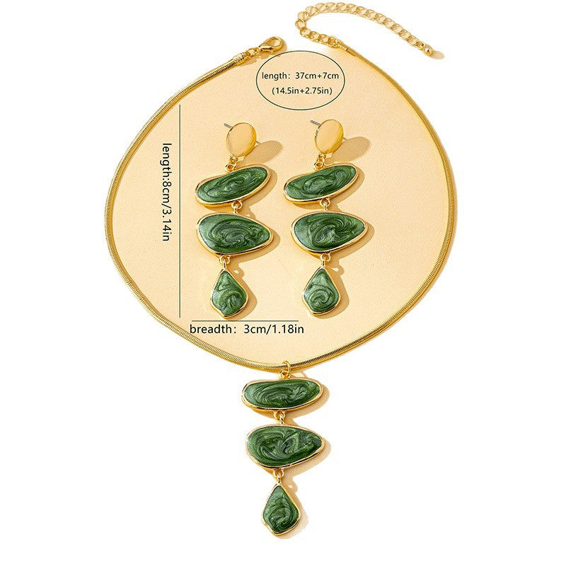 Women's Fashion Elegant Geometric Enamel Glaze Suit Suitable For The Dinner Jewelry Set