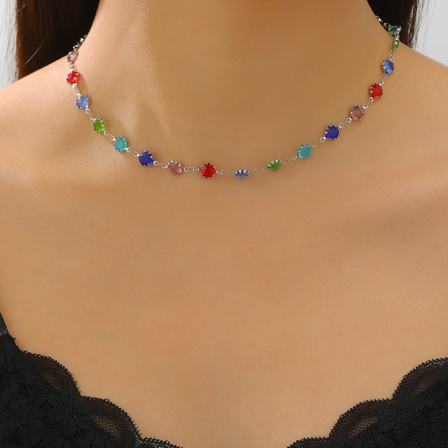 Colored Loving Heart Geometric Candy Color Glass Earrings