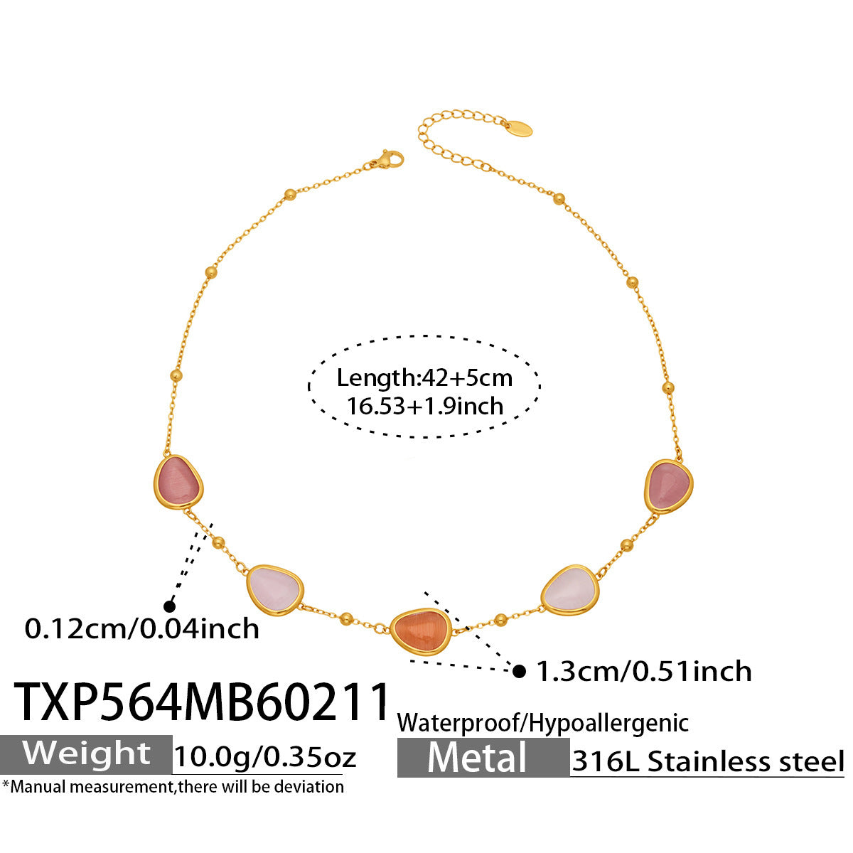 Li Affordable Luxury Style Cut Water Drop-shaped Opal Female Stainless Necklaces