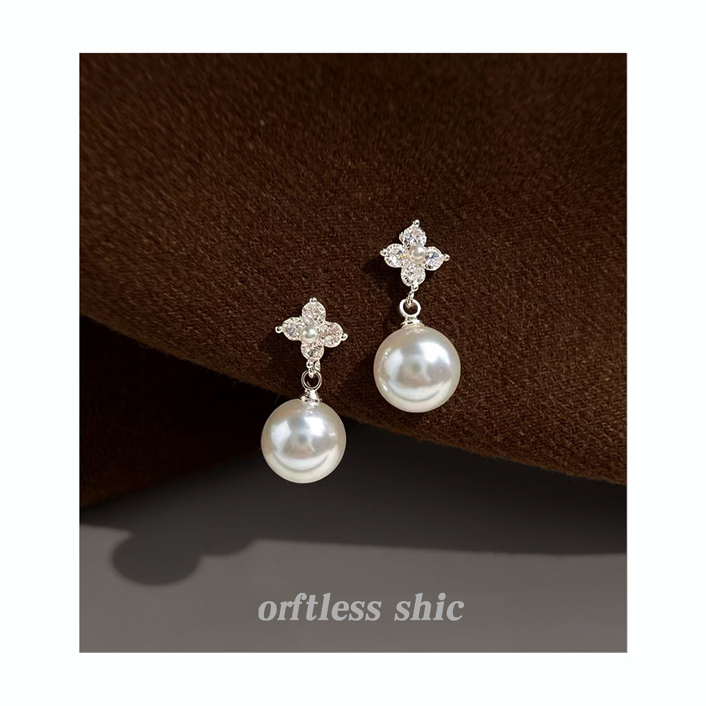 High Sense Affordable Luxury Style Micro Inlaid Zircon Pearl Rings