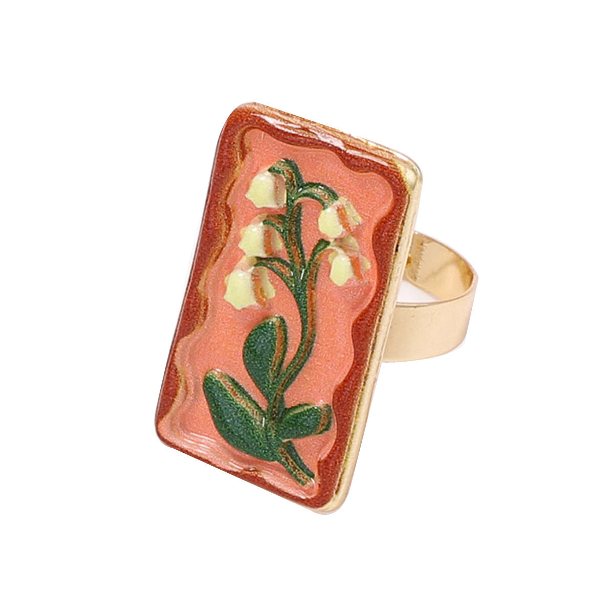 Women's Elegant Geometric Retro Trendy Three-dimensional Oil Dripping Ring