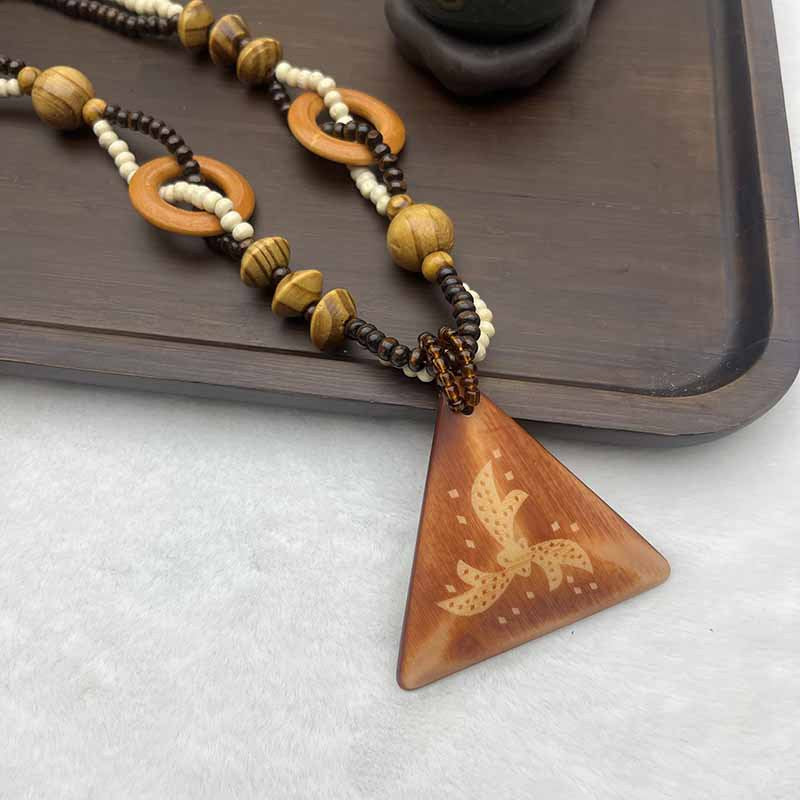 Women's & Men's Bohemian Dolphin Ethnic Style Retro Long Wooden Bead Necklace