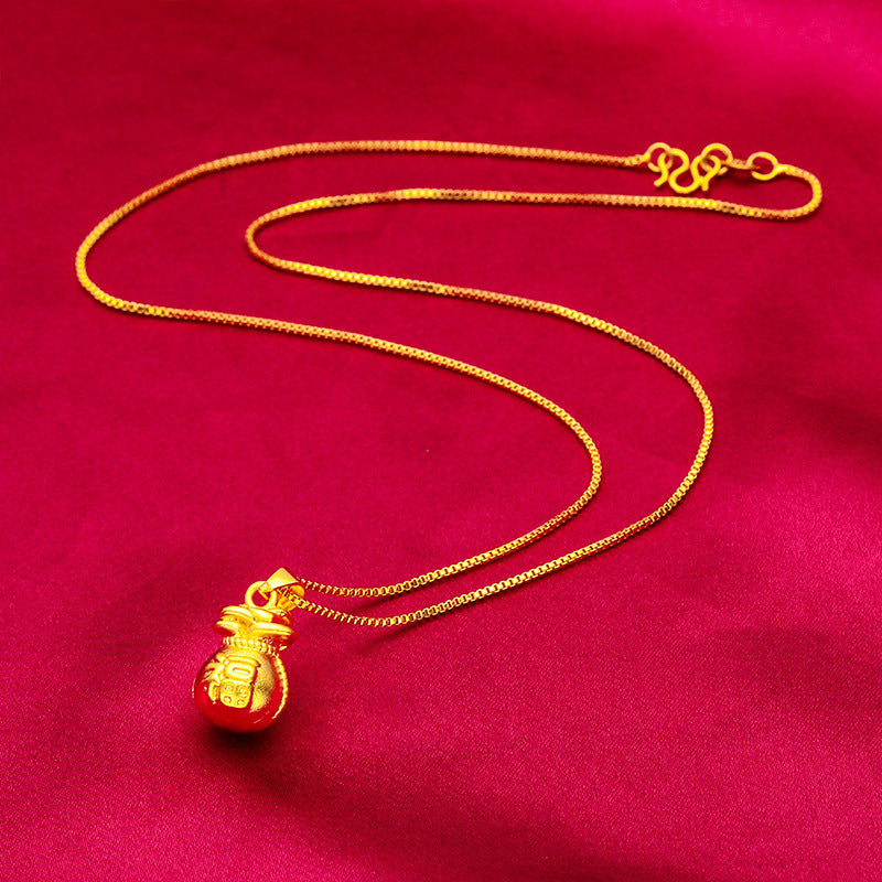 Women's Vietnam Placer Gold Lucky Bag Coin Necklace
