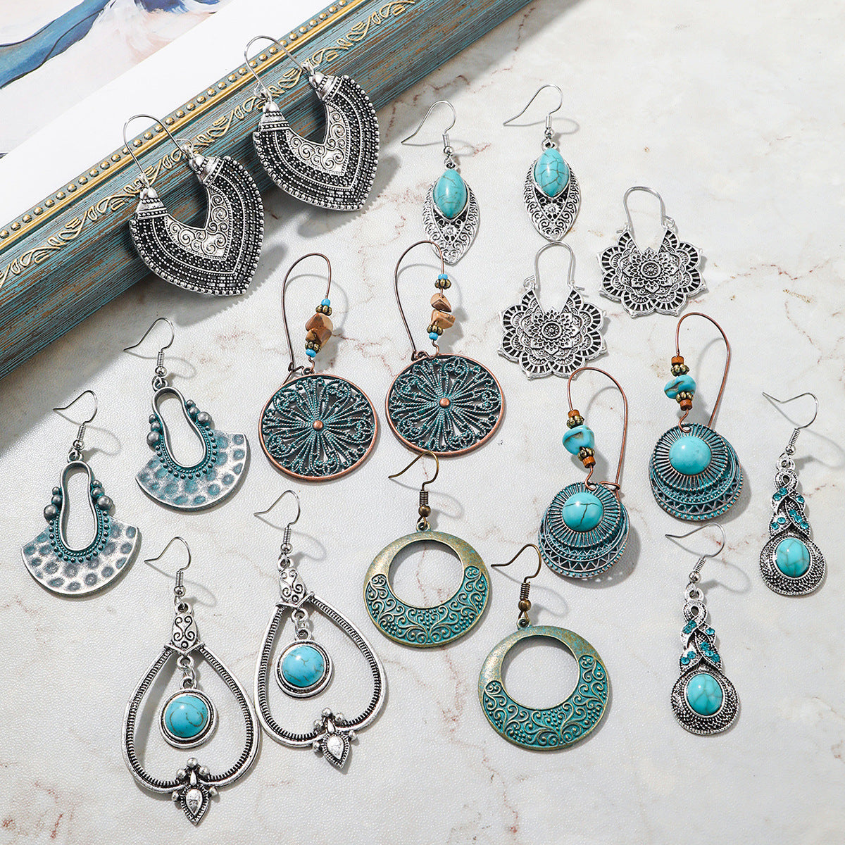 Women's Turquoise High-grade Retro Ethnic Style Fashion Earrings