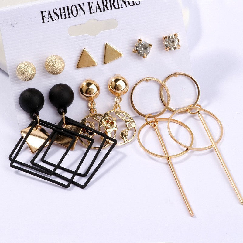 Creative Simple Acrylic Alloy Metal Pearl Stud Earrings