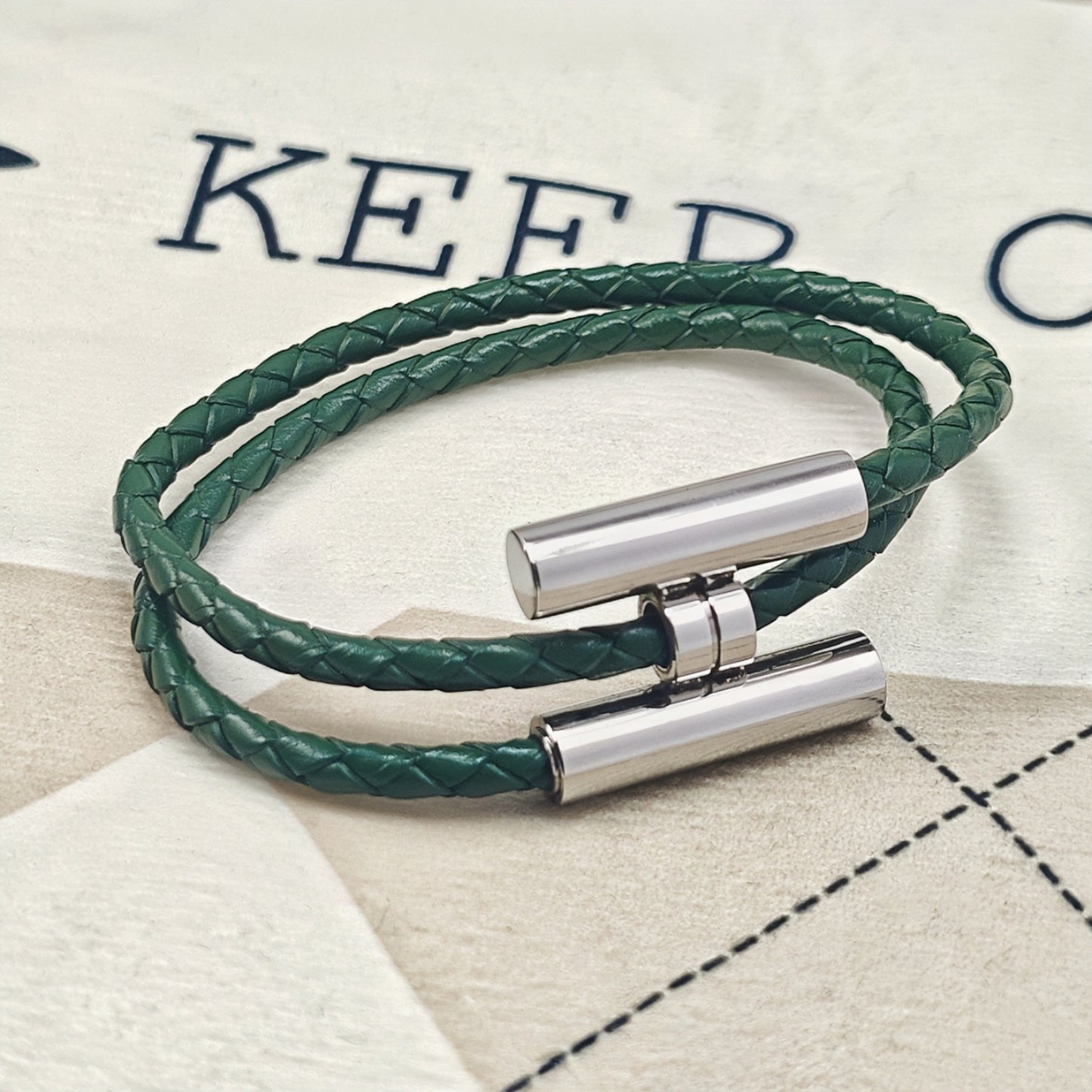 Women's & Men's Steel Leather Rope Woven Hand Strap Bracelets