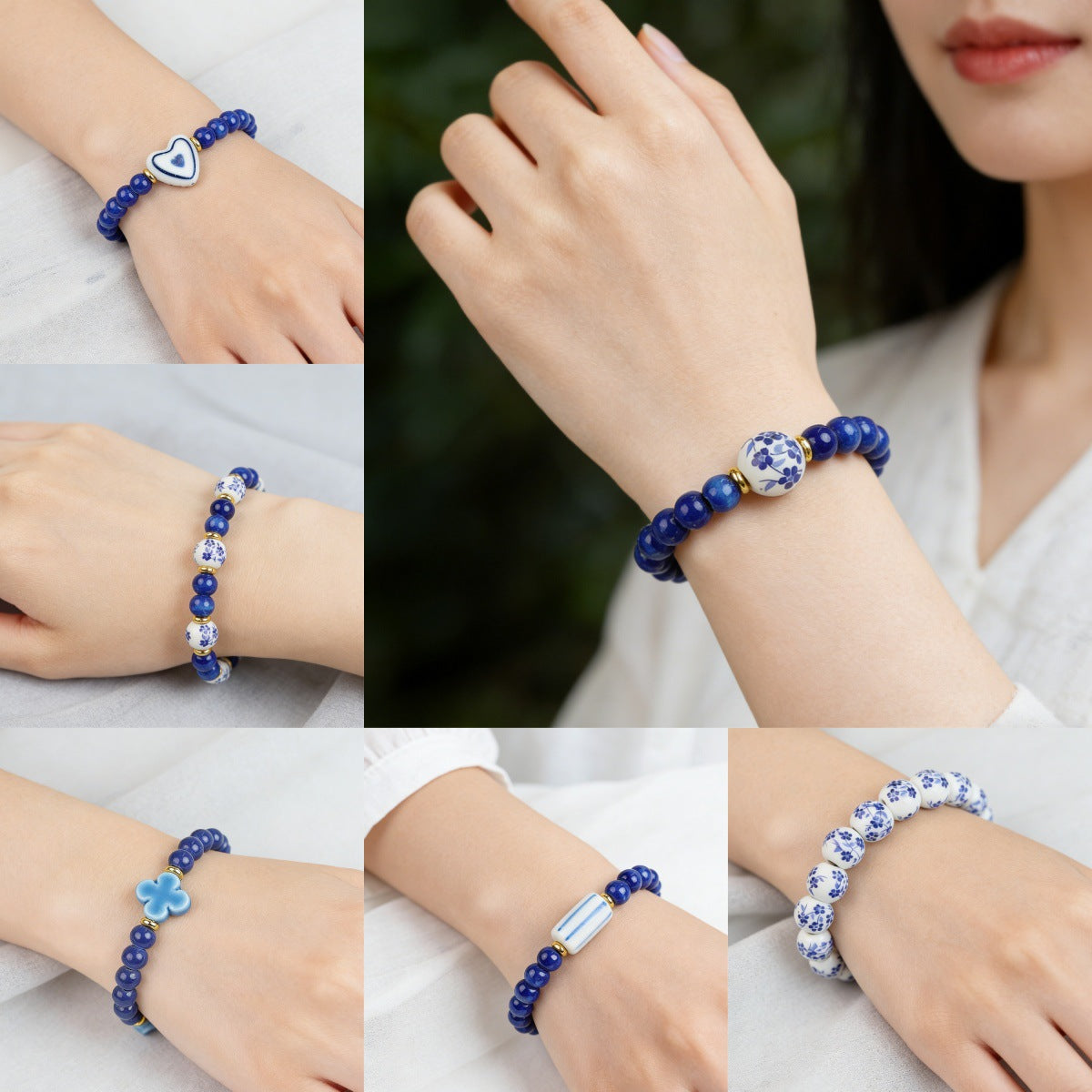 Blue White Porcelain Beaded Travel For Bracelets