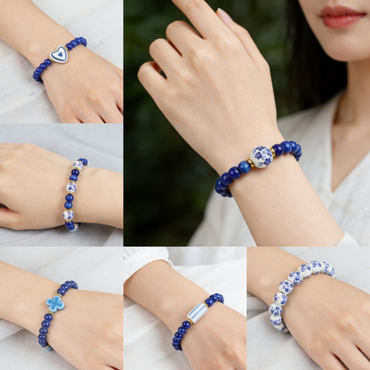 Blue White Porcelain Beaded Travel For Bracelets