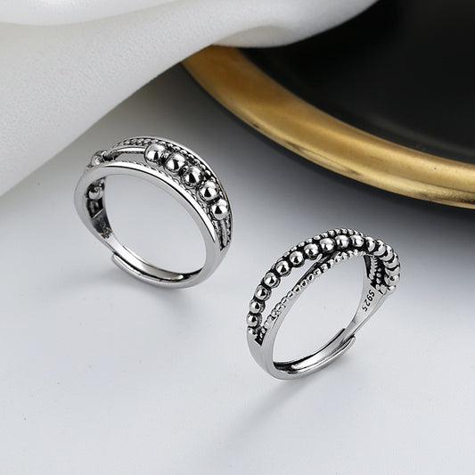 Fashion Simple Polka Dot Beaded Thai Sier Rings