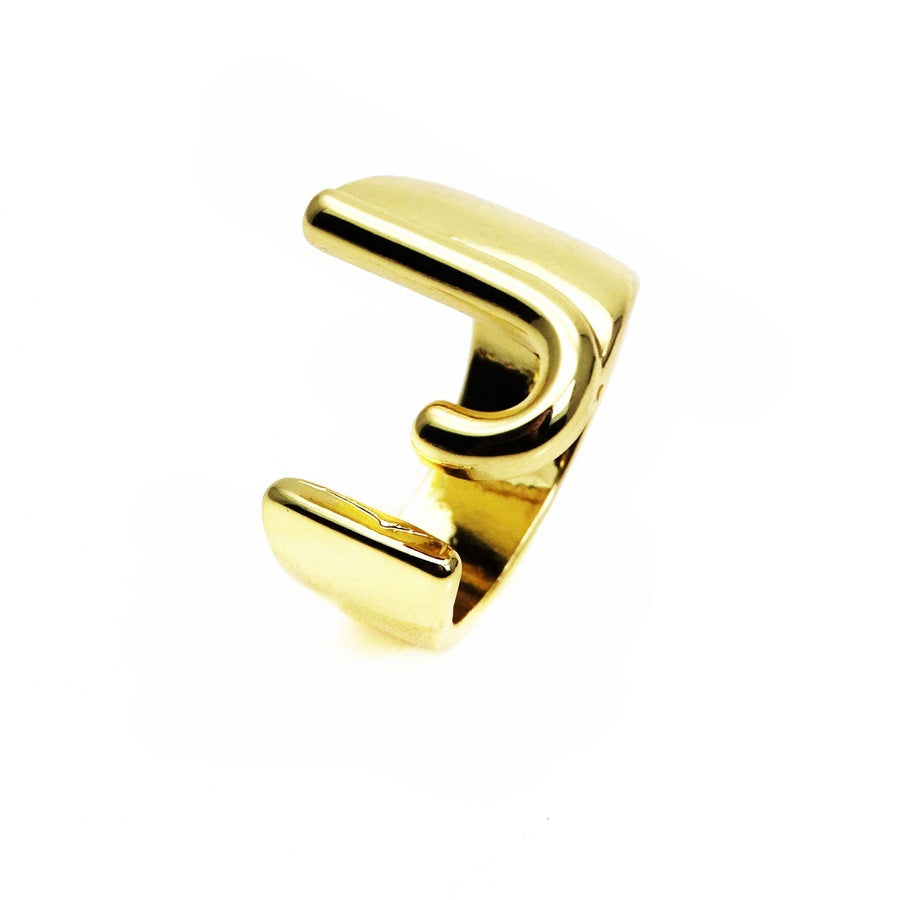 Letters Open Adjustable Plated Light Gold Rings