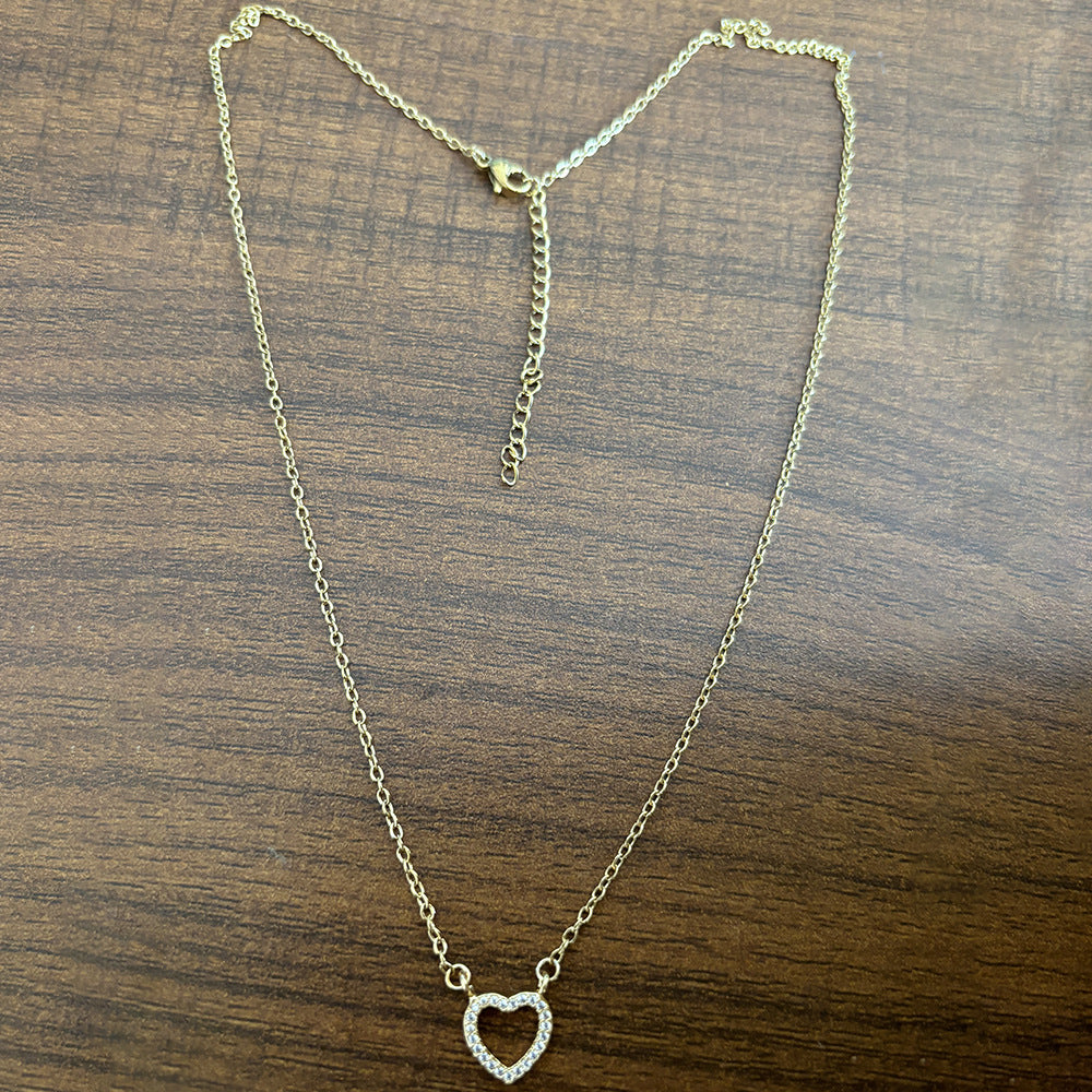 Copper Micro Inlaid Zircon Love Gold Necklace