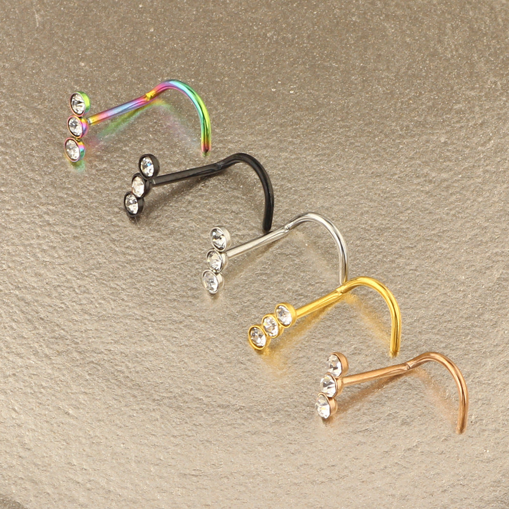 Simple Stainless Steel Titanium Trinket Lip Clip Labret Nose Eyebrow Stud Earrings