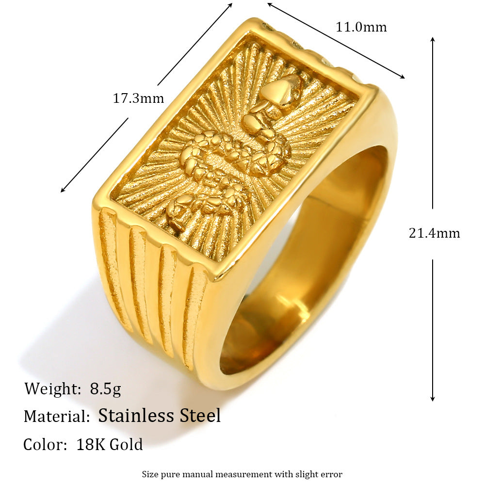Women's Personality Stainless Steel Gold Plated Retro Rings