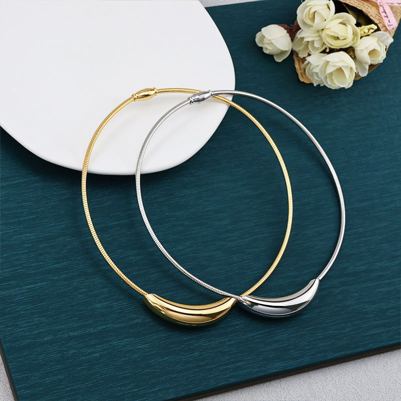 Titanium Steel High-grade Cold Metal Curved Elbow Snake Bones Chain Collar