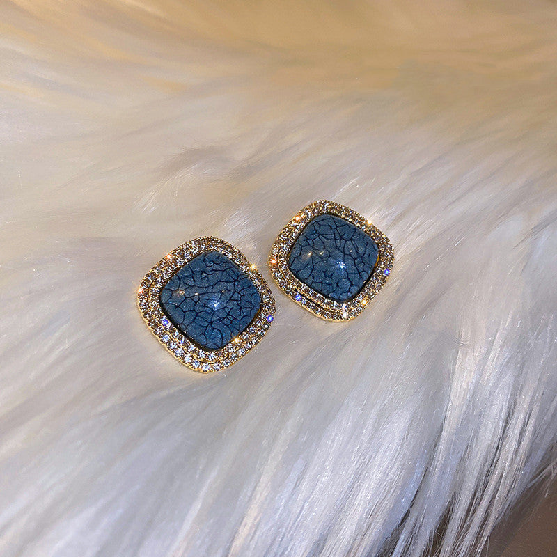 Temperament Female Blue Color Sier Exquisite Earrings