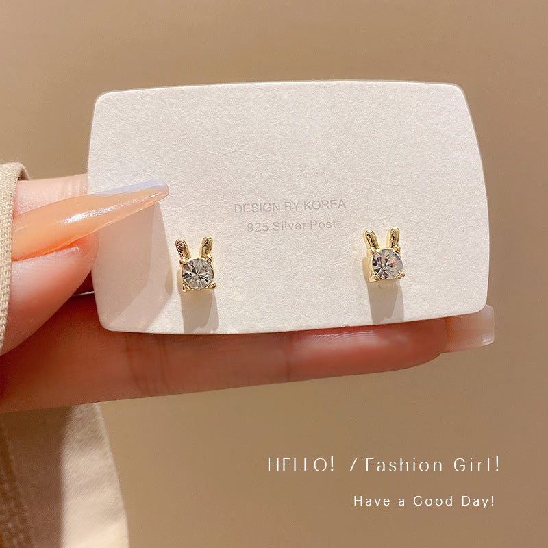 Sier Needle Female Simple Small Design Earrings