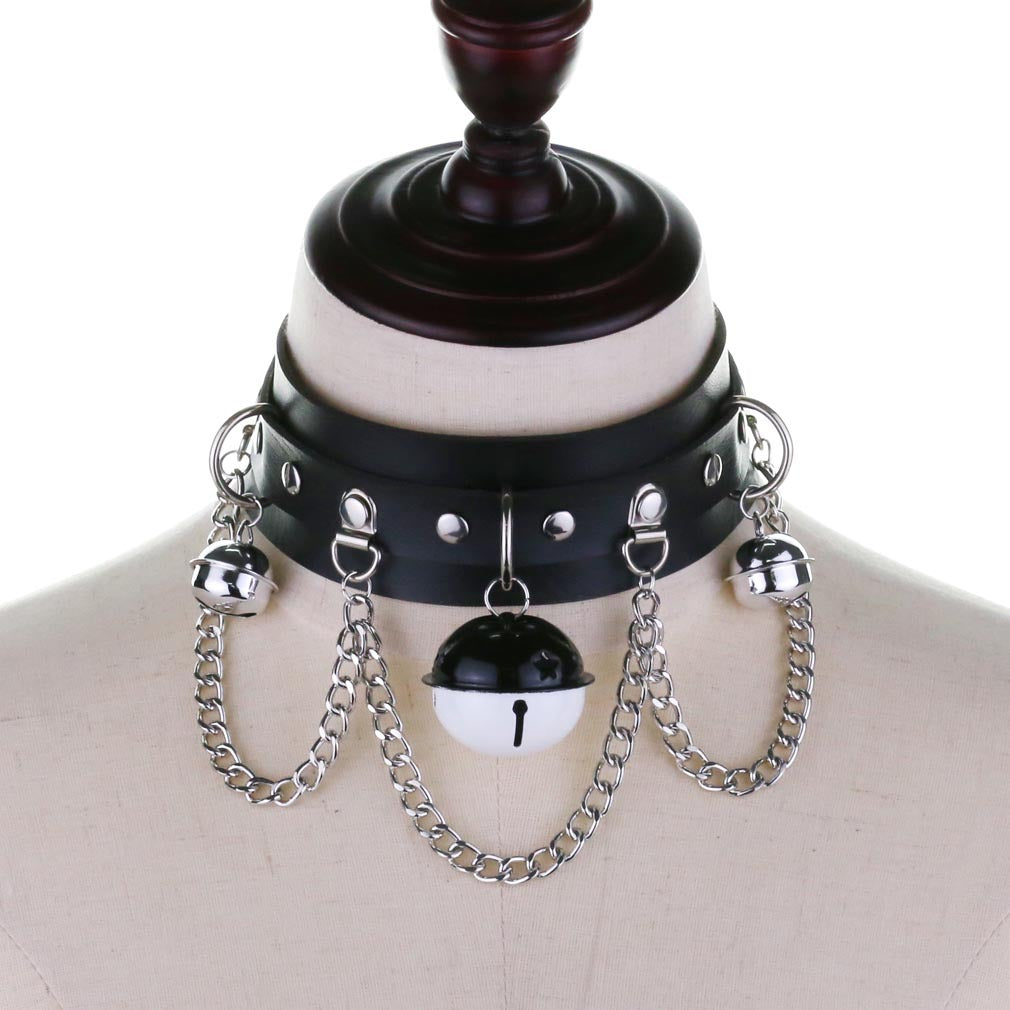 Fan Punk Leather Chain Color Two-tone Collar