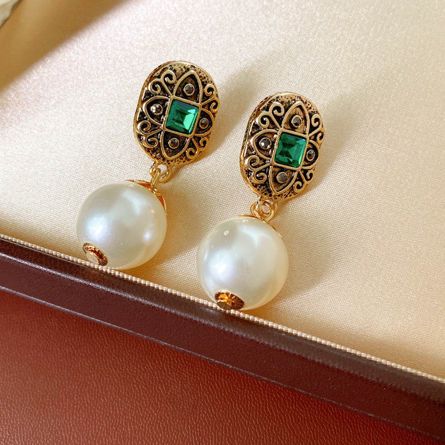 Oval Pearl Vintage Sweater Chain Light Luxury Jewelry Set