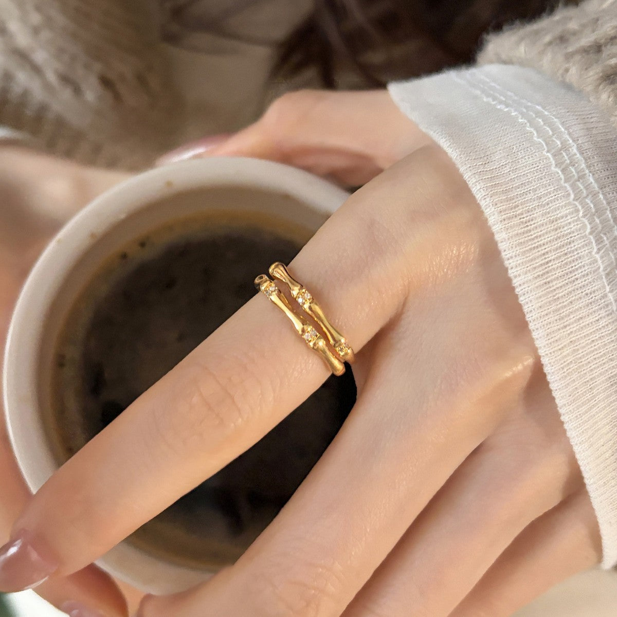 Bamboo Female Design Versatile Opening Adjustable Index Finger Ring