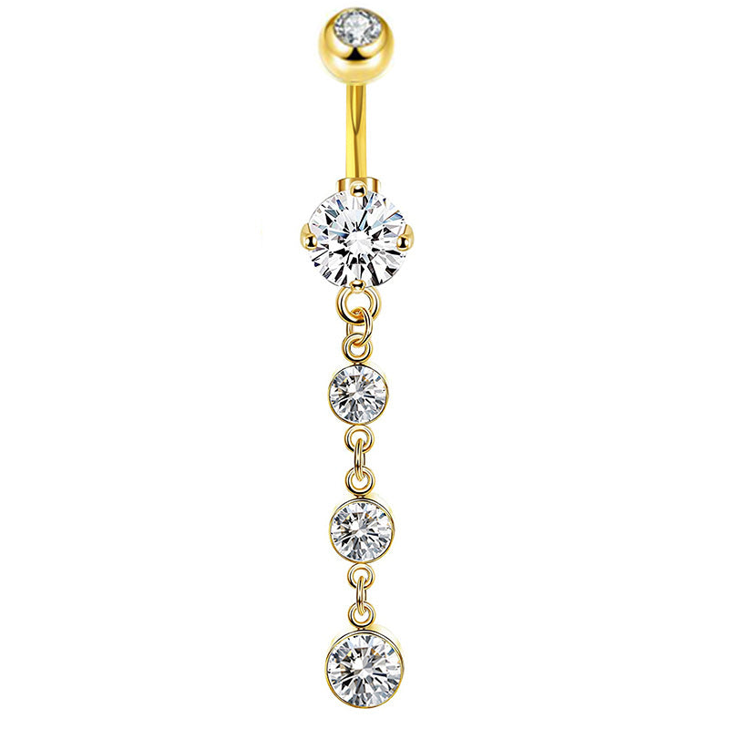 Zircon Navel Piercing Golden Heart Buckle Stud Earrings