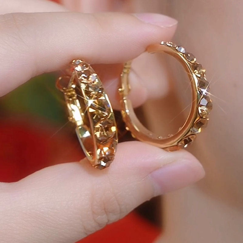 Rhinestone Opal Ear Female To Make Round Face High Sense Earrings