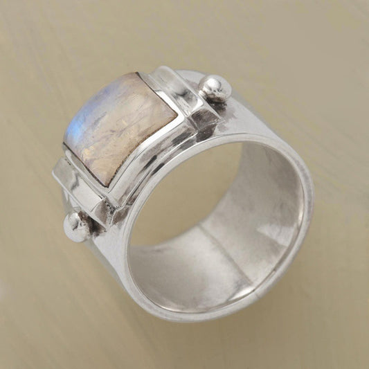Retro Moonstone Engagement Wedding Memorial Gemstone Rings