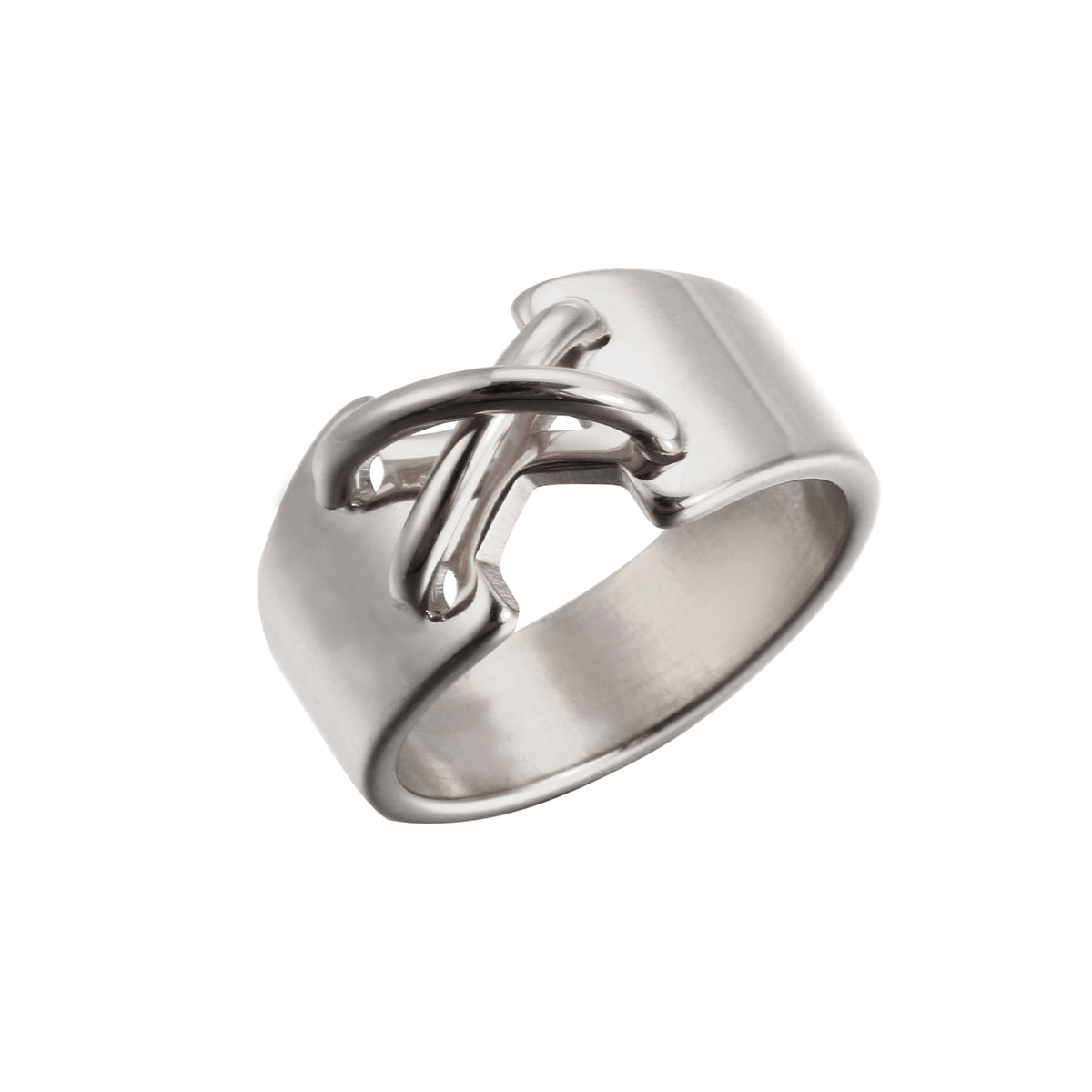 Fashion Personality Simple Cross X Electroplated Gold Stainless Ring