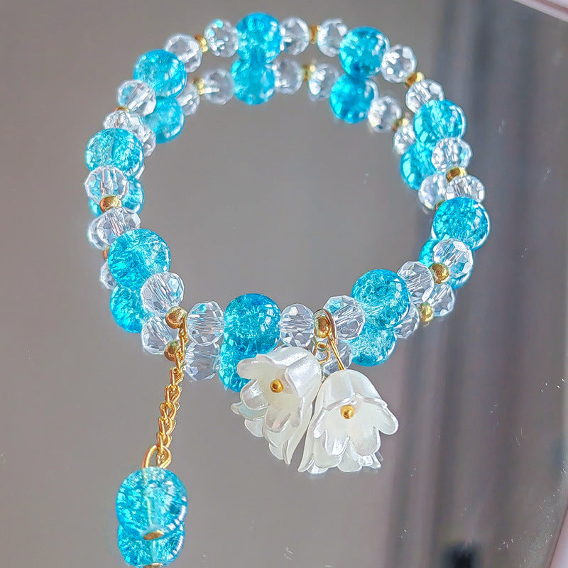 Two-color Lily Female Temperament Small Crystal Bracelet