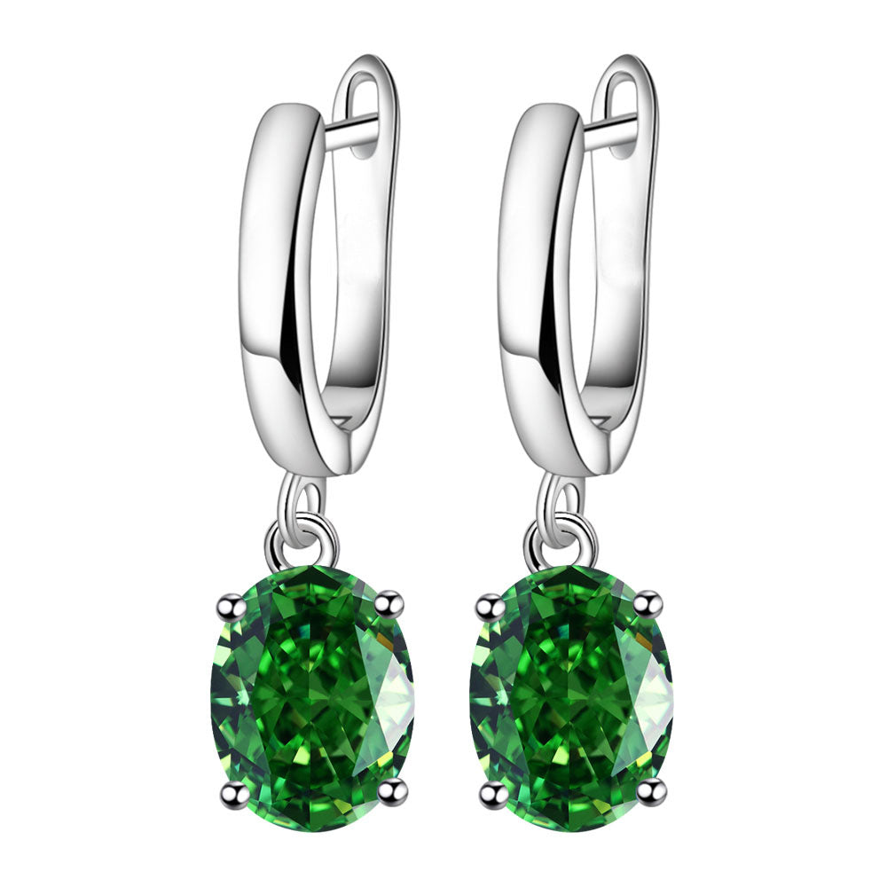 Women's Oval Zircon Egg-shaped Color Imitation Gem Jewelry Set