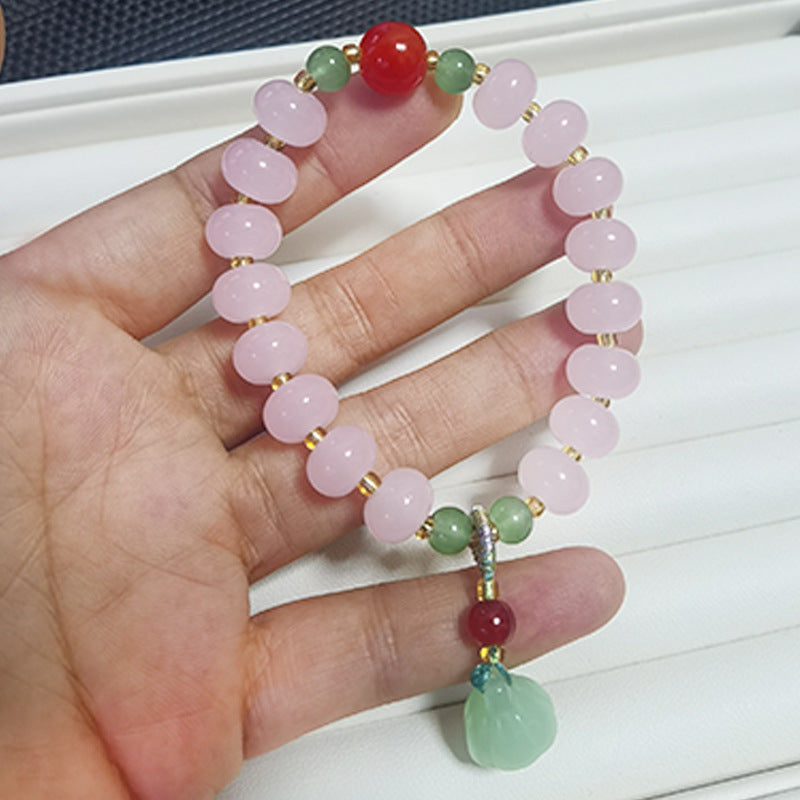 National Style Lotus Seedpod Colorful Jade Material Blessing Tassel Female Bracelet
