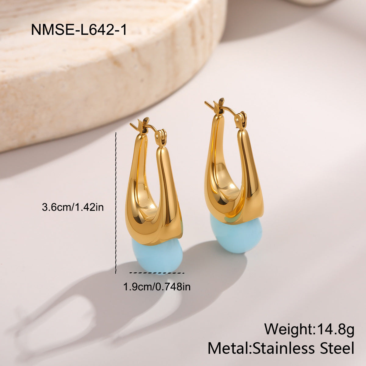 Stainless Steel Fresh Color Irregular Resin Female Niche Design Earrings