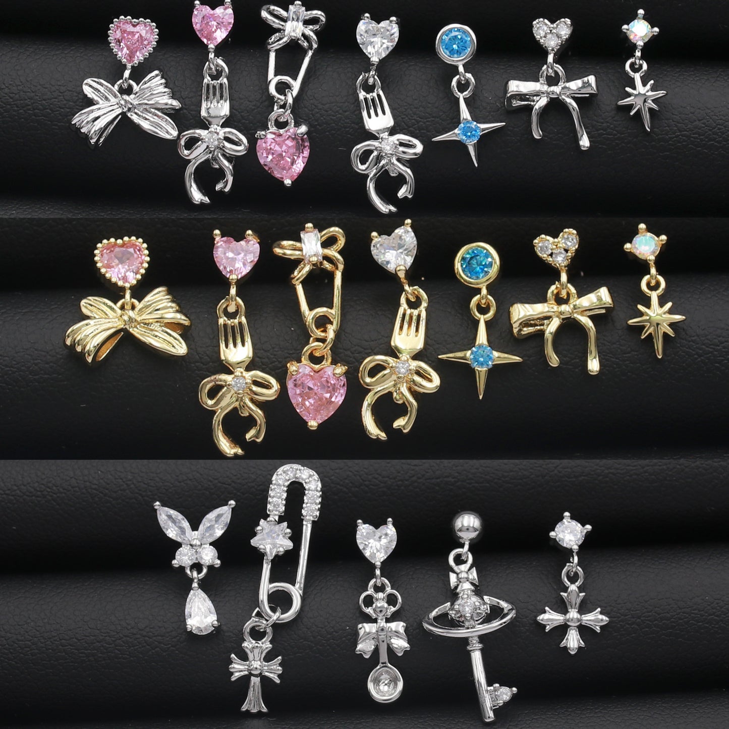 Women's Bone Wind Chimes Titanium Steel Flat Bowknot Earrings