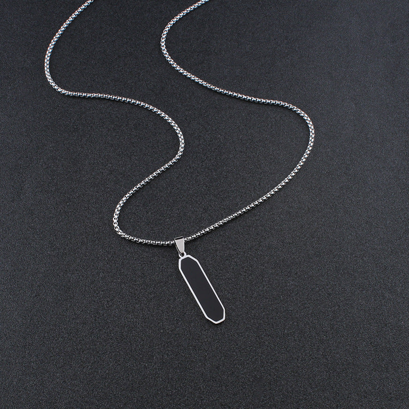 Men's Geometric Titanium Steel Black Drop Oil Strip Necklaces
