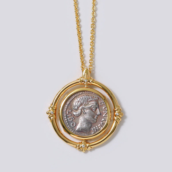 Retro Round Sier Coin Female Simple Trend Chain Necklace