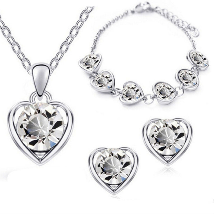 Stylish Durable Fashion Crystal Heart-shaped Heart Jewelry Set