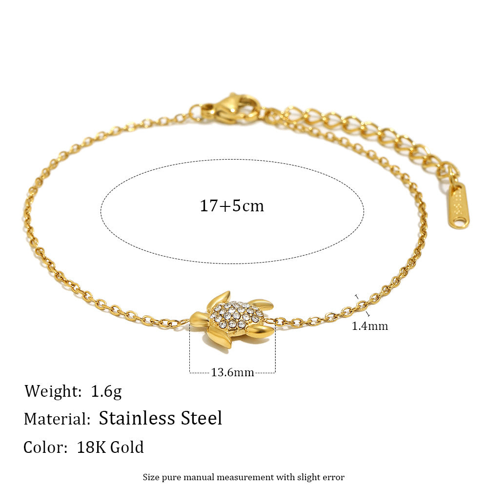 Fashion Simple Hand Stainless Steel Gold Plated Spot Drill Marine Bracelets