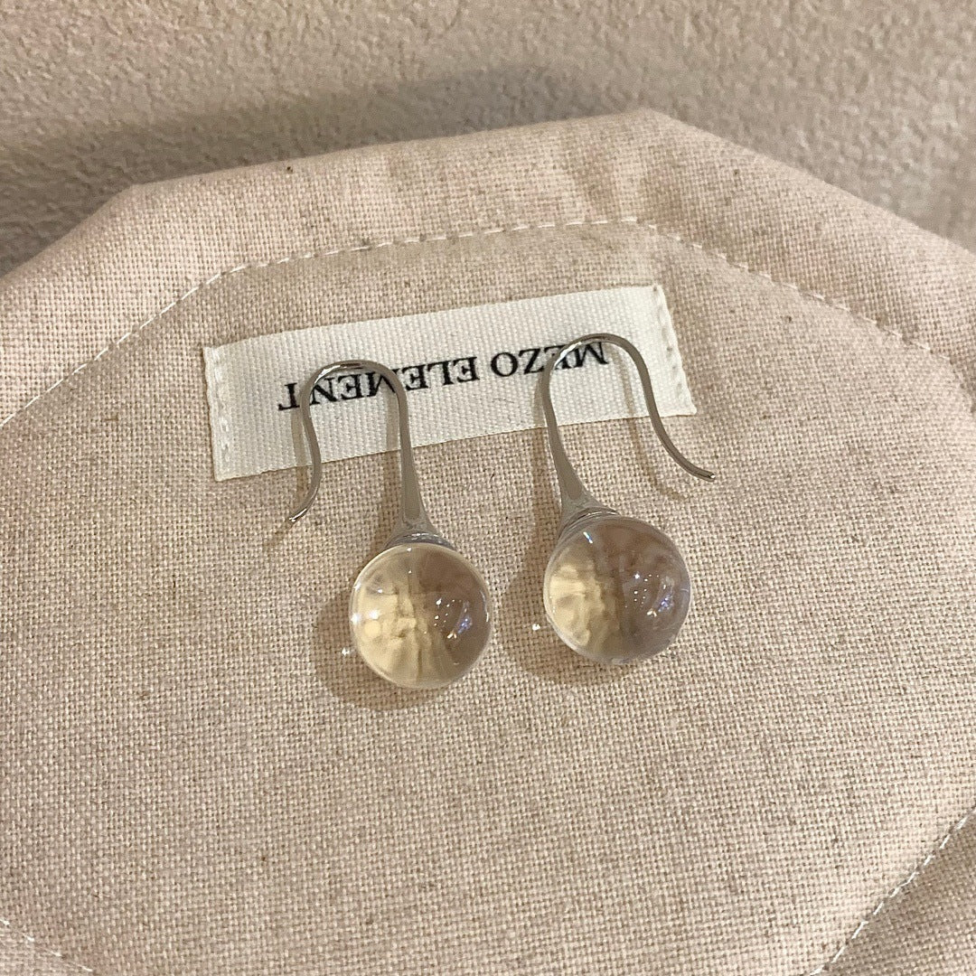 Women's Feeling French Retro Simple Super Transparent Crystal Ball Niche Design Ear Hook
