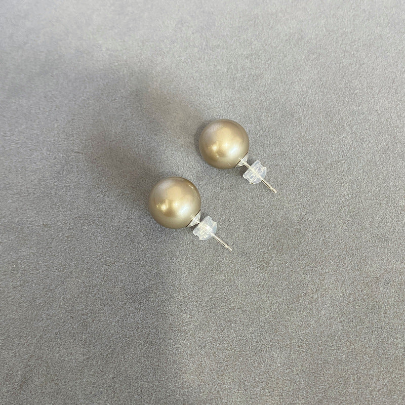 Circle Pearl Sterling Sier Ear Bright Earrings