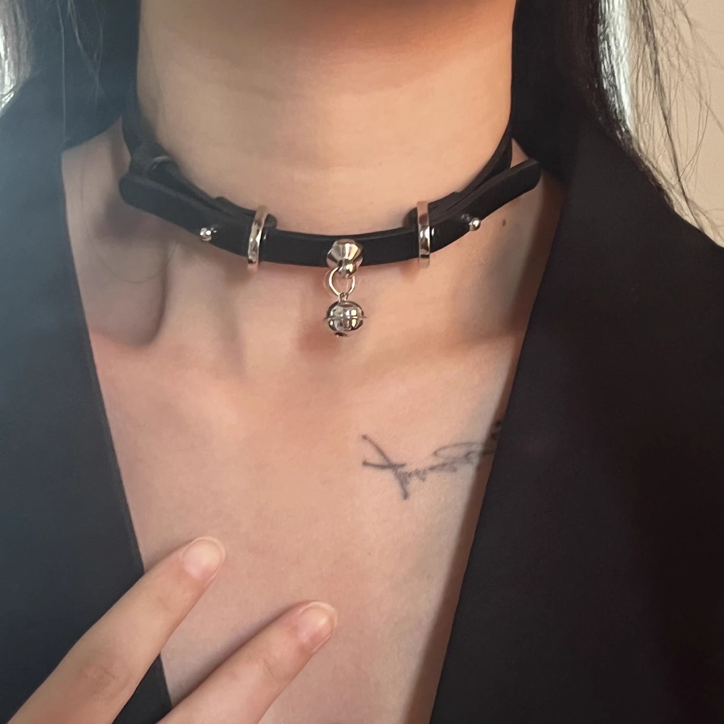Punk Black Neckband Bell Short Niche High-grade Collar
