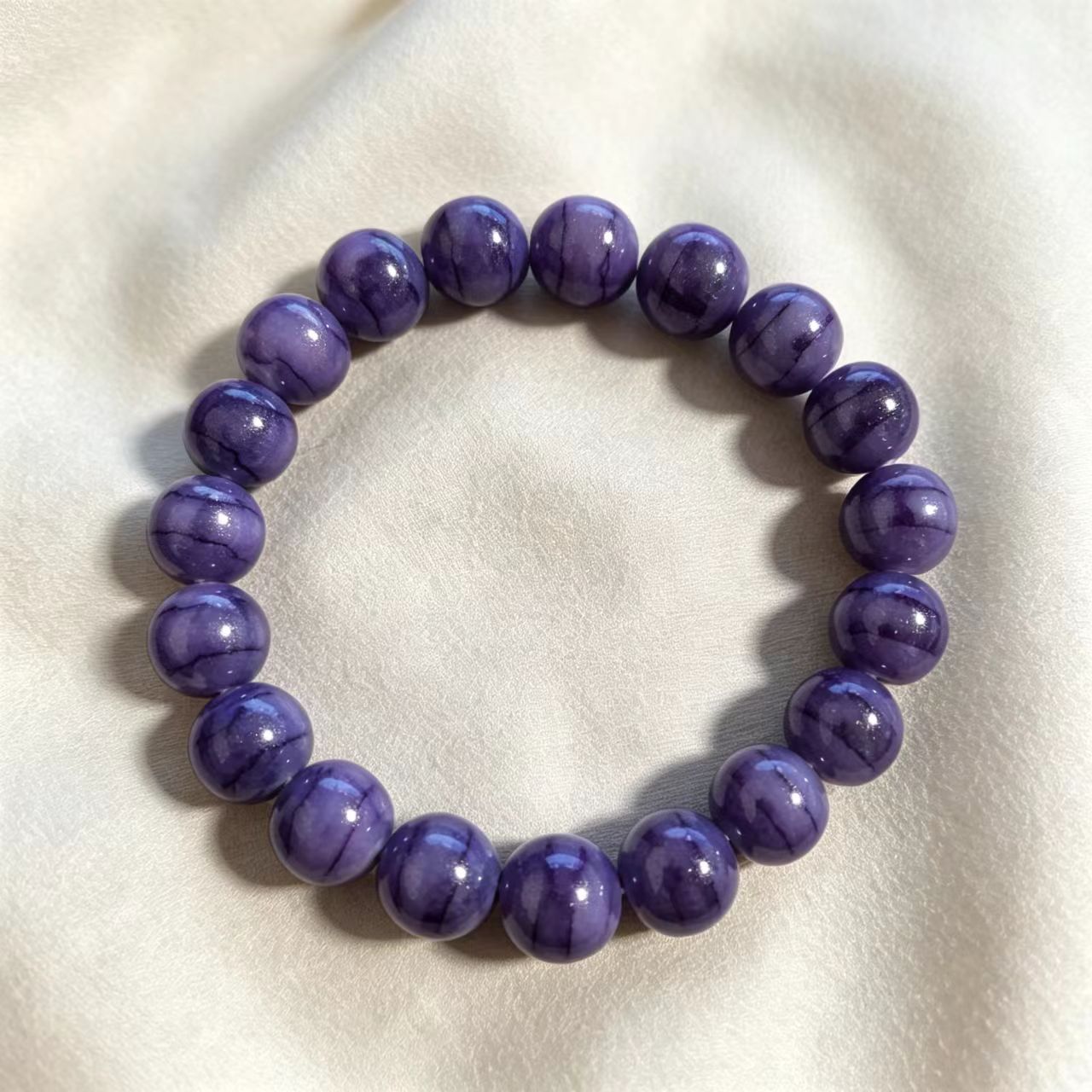 Women's & Men's Rainbow Color Glazed Single Circle Glass Simple Live Streaming Drainage Bracelet