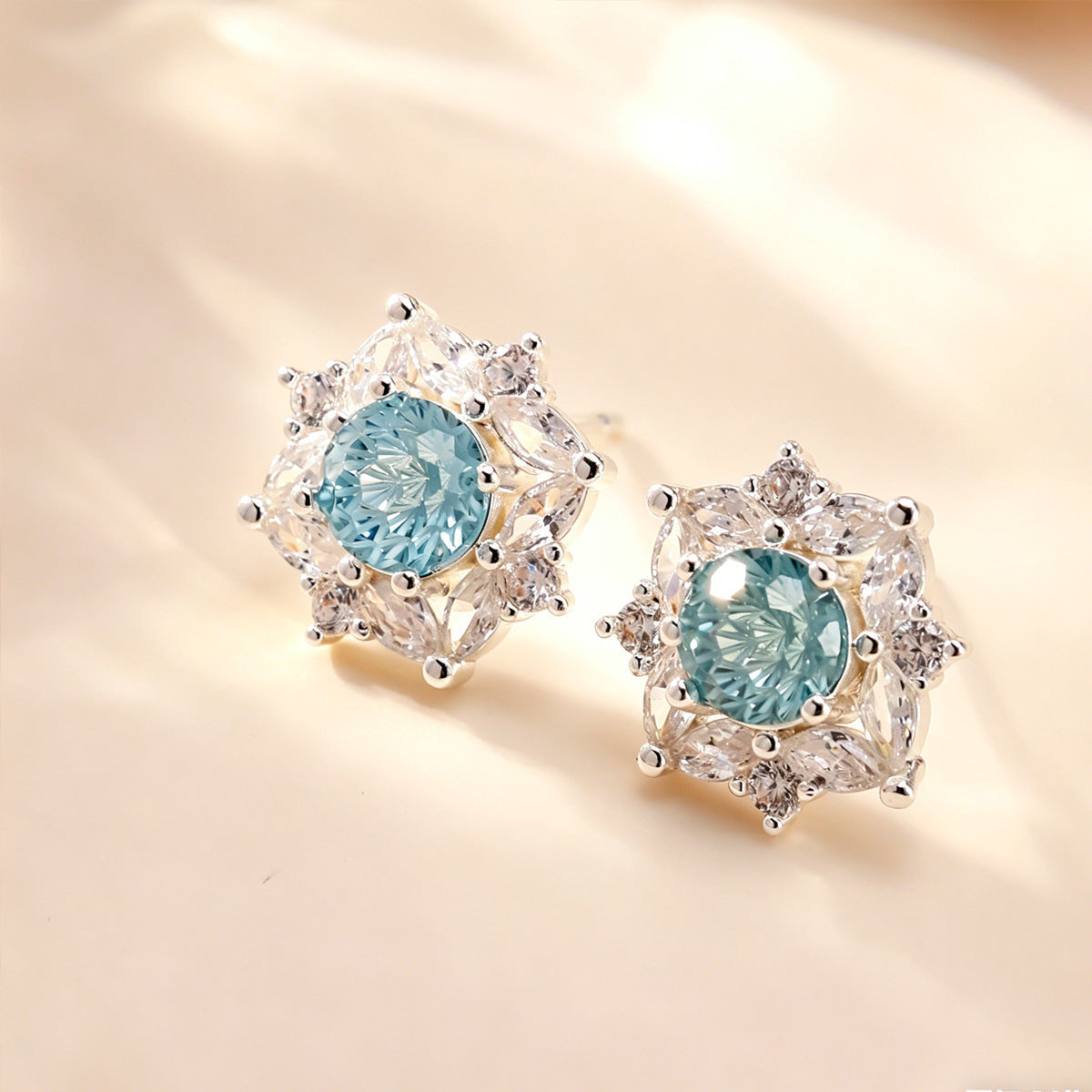 Summer Colorful Millennium Rose Cut Zircon Light Luxury Earrings