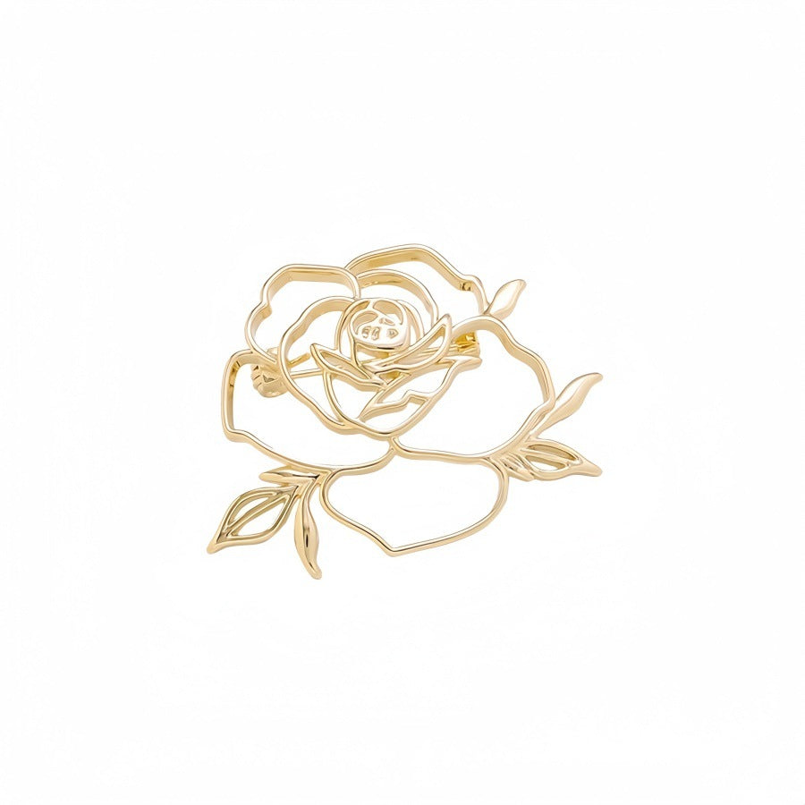 Female Niche Design Metal Pin Exquisite Camellia Corsage Brooches